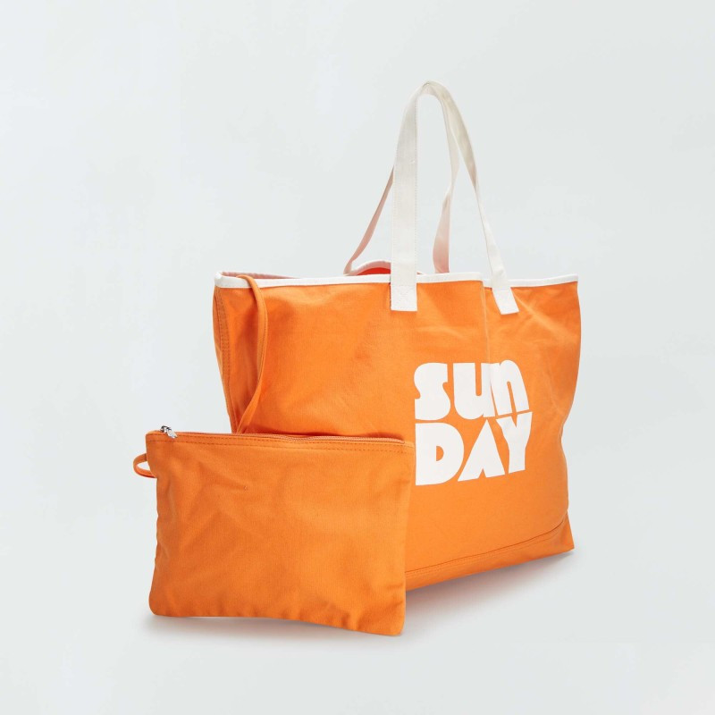 Sac cabas de plage + pochette - Orange