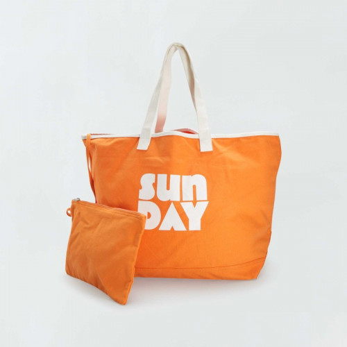 Sac cabas de plage + pochette - Orange