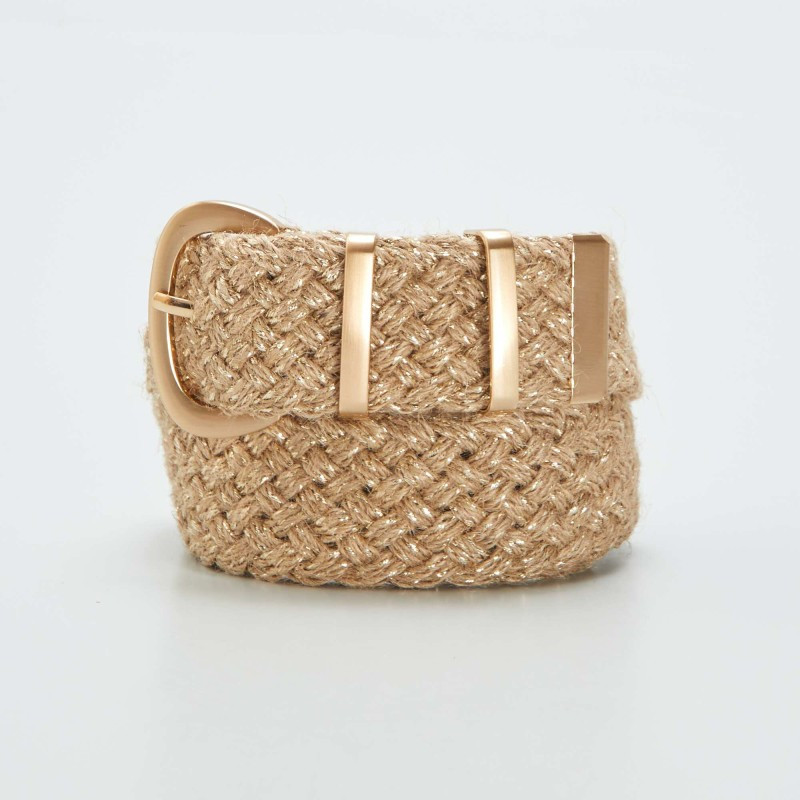 Ceinture en jute à fil métallisé - Beige