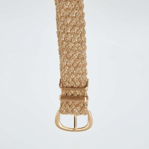 Ceinture en jute à fil métallisé - Beige