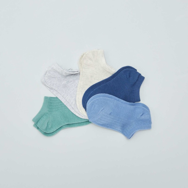 Lot de 5 chaussettes invisibles - Bleu/vert