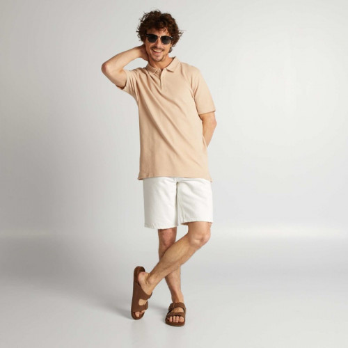 Polo uni texturé - Beige