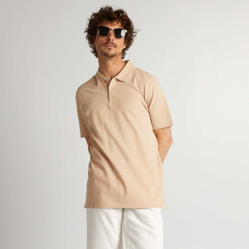 Polo uni texturé - Beige