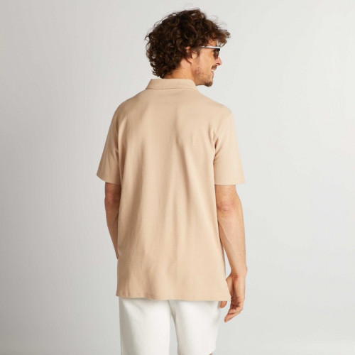 Polo uni texturé - Beige