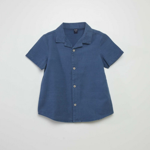 Chemise unie manches courtes - Bleu