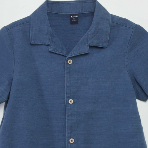 Chemise unie manches courtes - Bleu