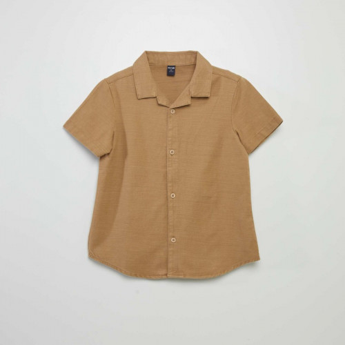 Chemise unie manches courtes - Camel