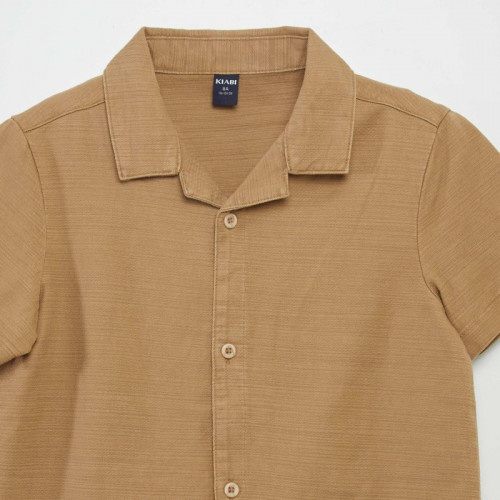 Chemise unie manches courtes - Camel