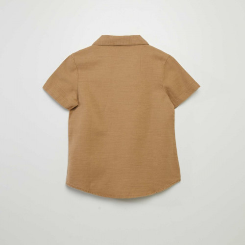 Chemise unie manches courtes - Camel