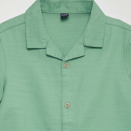 Chemise unie manches courtes - Vert