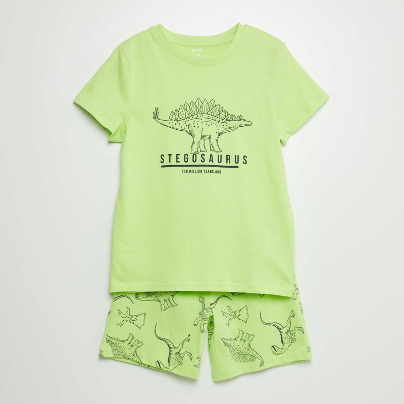 Pyjama court 'dinosaures' short + t-shirt - 2 pièces - Vert