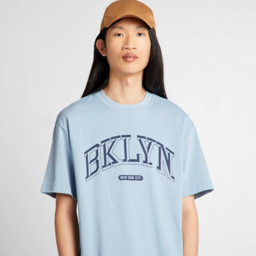 T-shirt en coton à col rond - Bleu 'brooklyn'