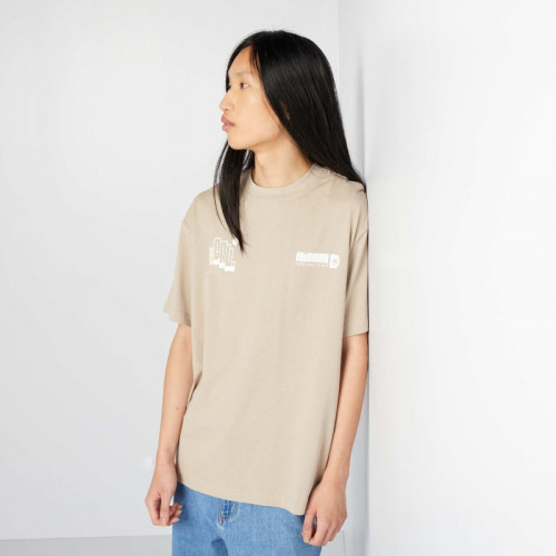 T-shirt en coton à col rond - Beige