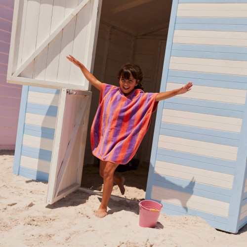 Cape de bain rayée bicolore - Violet/orange