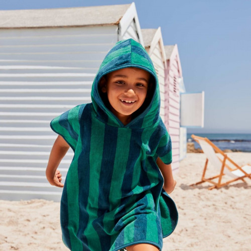 Cape de bain rayée bicolore - Vert