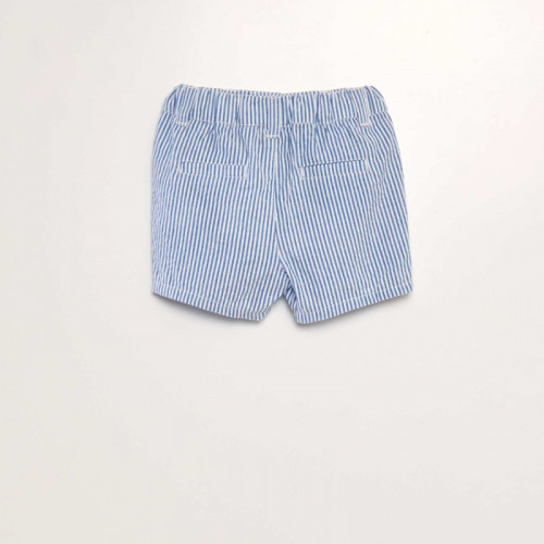 Short rayé en lin - Bleu