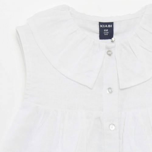 Blouse col claudine en lin - Blanc