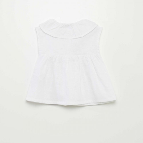 Blouse col claudine en lin - Blanc