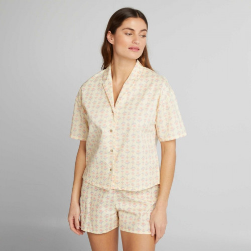 Ensemble pyjama chemise + short - Jaune