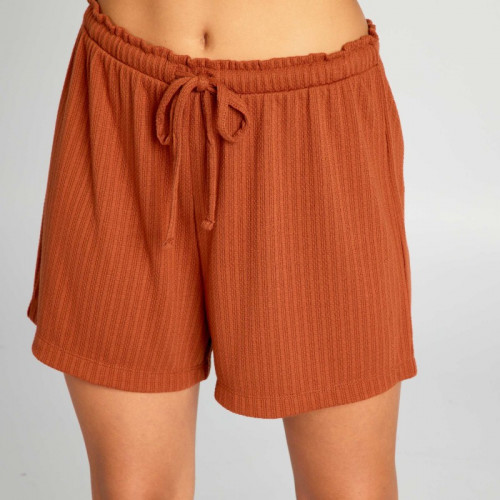 Pyjama short en maille fluide douce - Marron