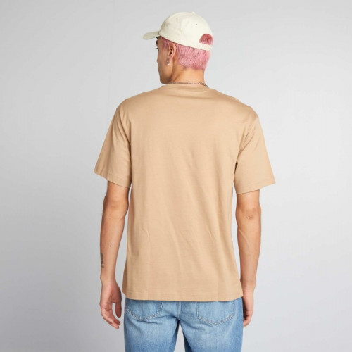 T-shirt uni à col rond - Beige