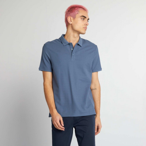 Polo en piqué de coton - Bleu