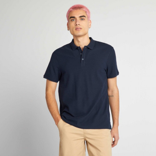 Polo en piqué de coton - Bleu marine