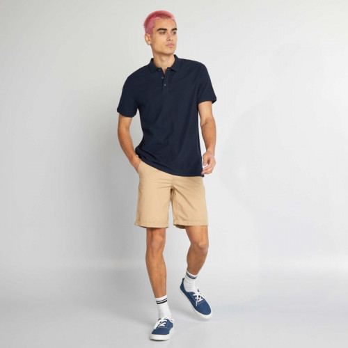 Polo en piqué de coton - Bleu marine