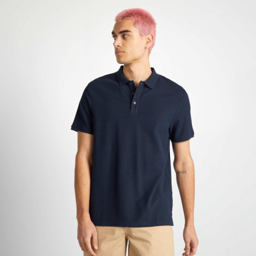 Polo en piqué de coton - Bleu marine