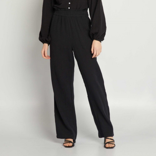 Pantalon large en gaze de coton - Noir