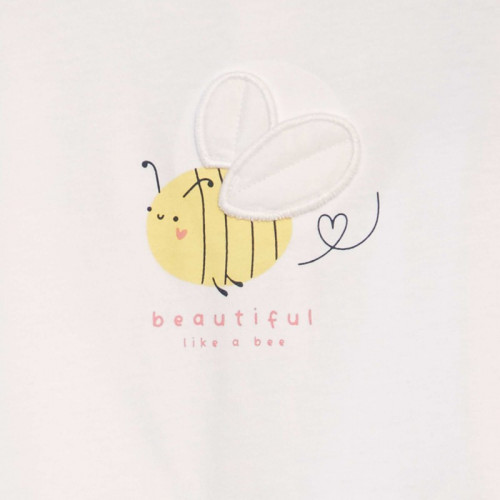 T-shirt imprimé 'Fleu' + animation en relief - Blanc abeille