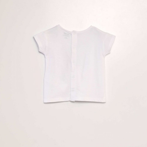 T-shirt imprimé 'Fleu' + animation en relief - Blanc coquillage