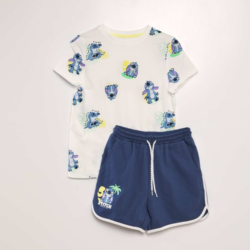 Ensemble t-shirt + short 'Stitch' - 2 pièces - Bleu