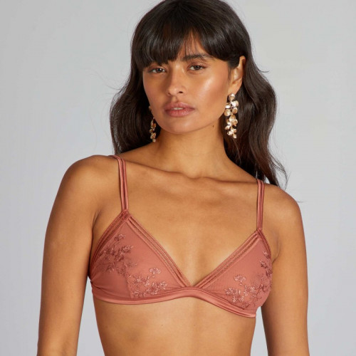 Soutien-gorge triangle en tulle - Bois de rose