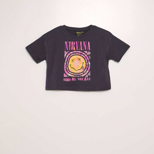 T-shirt 'Nirvana' crop-top - Noir