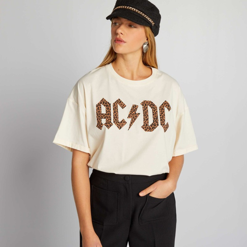 T-shirt 'AC/DC' - Beige