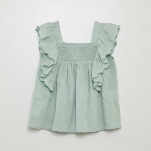 Blouse à volants avec broderies - Vert