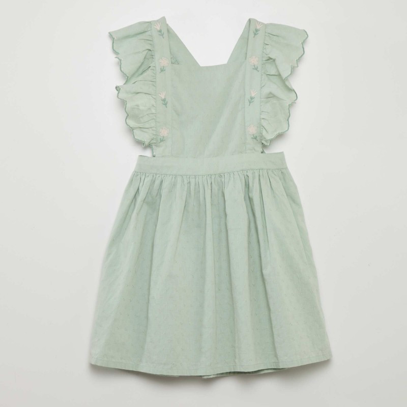 Robe tablier avec broderies - Vert