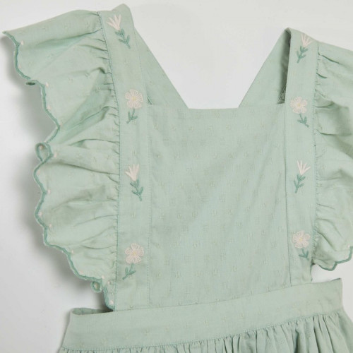 Robe tablier avec broderies - Vert