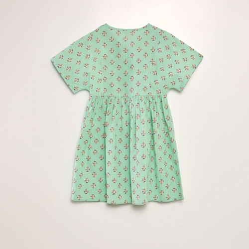 Robe imprimée en coton et lin - Vert