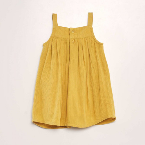 Robe évasée avec broderie - Jaune