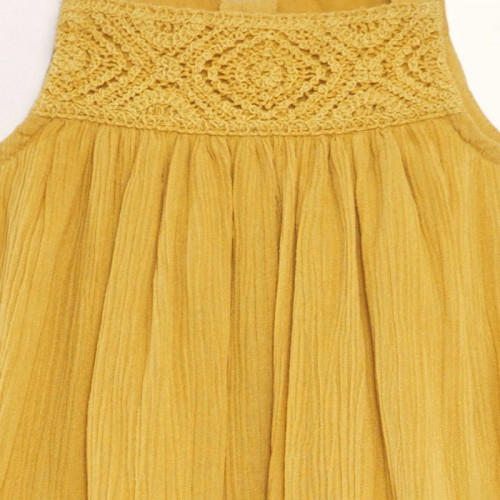 Robe évasée avec broderie - Jaune