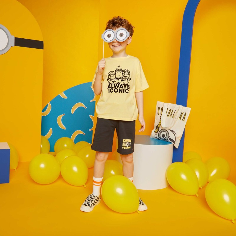 Tee-shirt en coton 'Les Minions' à col rond - Jaune