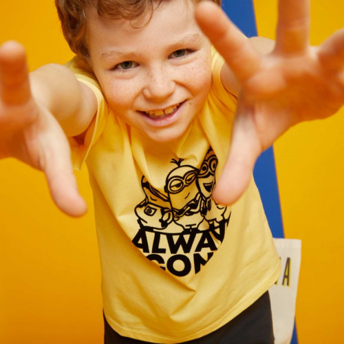 Tee-shirt en coton 'Les Minions' à col rond - Jaune