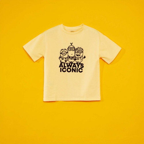 Tee-shirt en coton 'Les Minions' à col rond - Jaune