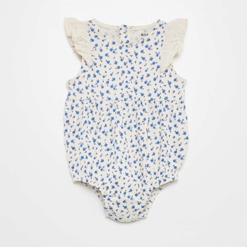 Body sans manches avec broderies anglaises - Bleu