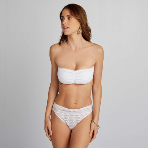 Soutien-gorge bandeau en dentelle - Blanc