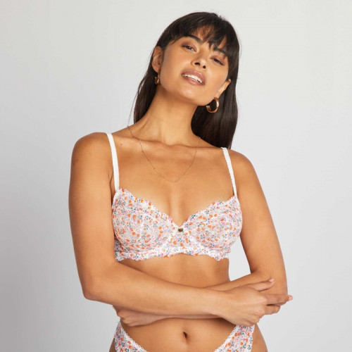 Soutien-gorge corbeille imprimé fleuri - Rose fleuri