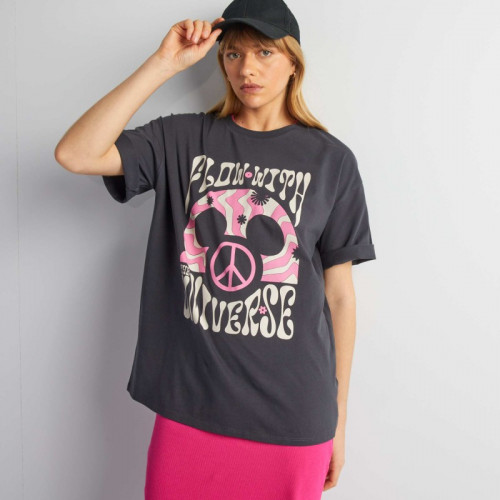 T-shirt oversize style hippie 'Mickey' de 'Disney' - Noir