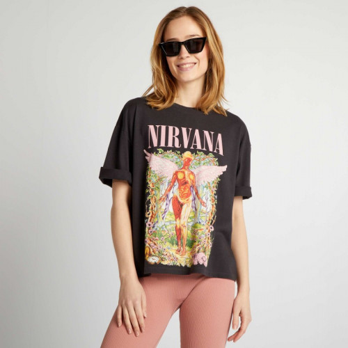 T-shirt 'Nirvana' à manches courtes - Noir